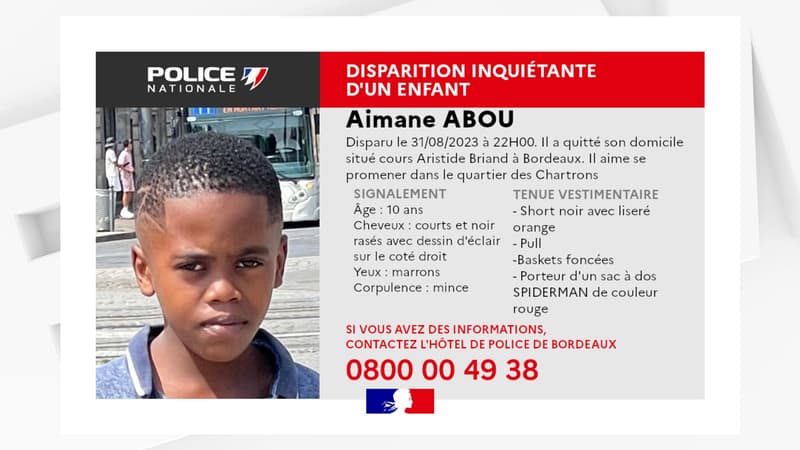 Enfant Bordeaux: un appel à témoin lancé après la “disparition inquiétante” d’un enfant de 10 ans