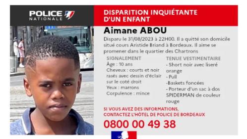 Enfant Bordeaux : un appel à témoin lancé après la “disparition inquiétante” d’un enfant de 10 ans
